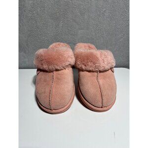 Fireside By Dearfoams Womens Pink Fuzzy Lined Suede Slippers Size 8